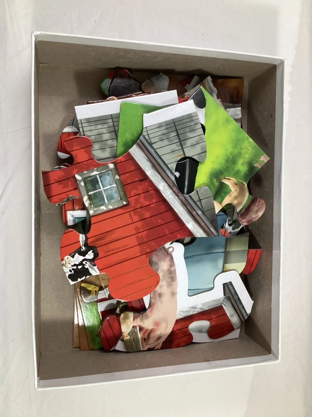 Complete Melissa & Doug 32 piece Busy Barn Floor Puzzle Red Barn Farm Animals